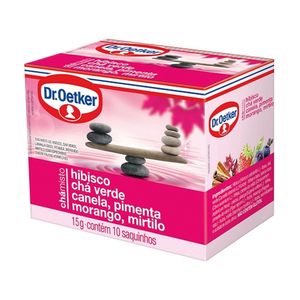 Chá Dr Oetker Hibisco Chá Verde Canela Pimenta Morango Mirtilo 22,5g