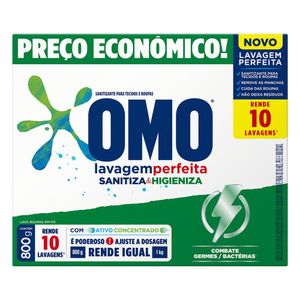 Lava Roupas Pó Omo L.Perfeita Sanitiza & Higieniza Cx 800g