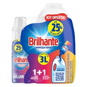 Lava Roupas Líquido Brilhante Concentrado Limpeza Total 500ml + Garrafa Para Diluição