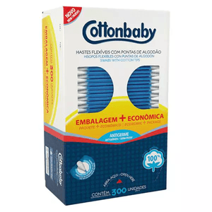 Hastes Flexíveis Cottonbaby Cartucho Com 300 Unidades