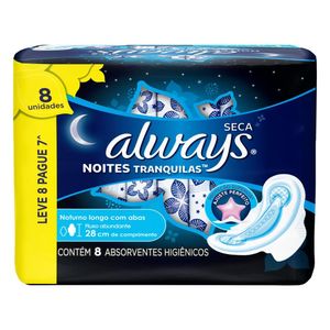 Absorvente Always Noturno Proteção Total C/Abas C8 Seca