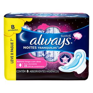 Absorvente Always Noturno Proteção Total C/Abas C8 Suave