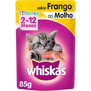 Alimento Whiskas Para Gatos Filhotes Sabor Frango Ao Molho Sachê 85g