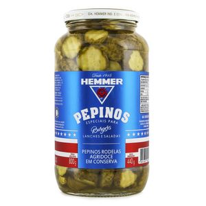 Pepino Hemmer Em Conserva Em Rodelas Vidro 440g