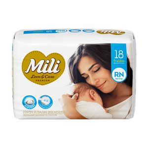 Fralda Mili Love&Care Jumbo Rn C/18 Unidades