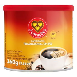 Café Solúvel Em Pó 3 Corações Tradicional Lata 160g