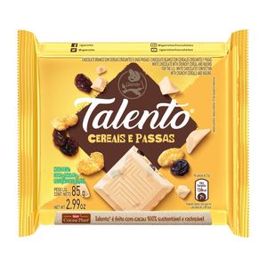 Chocolate Garoto Talento Branco Cereais E Passa 85g