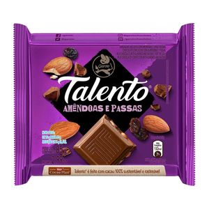 Chocolate Garoto Talento Ao Leite Com Amêndoas E Passas 85g