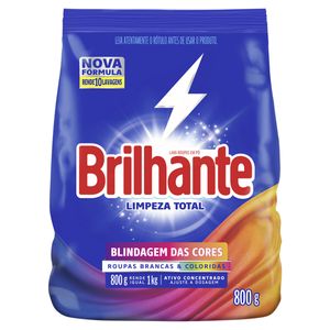 Lava Roupas Em Pó Brilhante Limpeza Total Pacote 800g