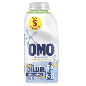 Lava Roupas Líquido Omo P/ Diluir Puro Cuidado 500ml Refil