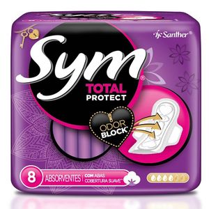 Absorvente Sym Cobertura Suave Com Abas Com 8 Unidades