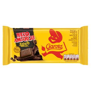 Chocolate Garoto Barra Meio Amargo 80g