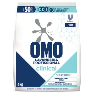 Lava Roupas Pó Sem Perfume Omo Clinical Pro 4kg