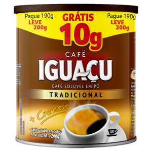 Café Solúvel Em Pó Tradicional Iguaçu Lata Lv 200g Pg 190g