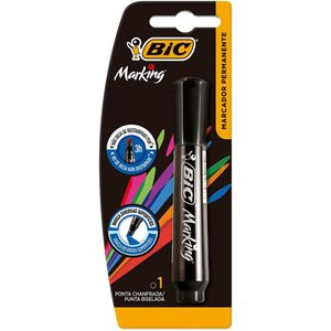 Marcador Bic Marking Permamente Rec Ponta Chanfrada Preto