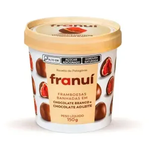 Framboesas Franuí Leche Banhadas Em Chocolate Branco E Ao Leite 150g