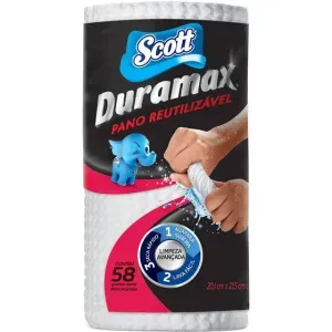 Pano Scott Duramax Reutilizável Em Rolo Branco Com 58 Unidades