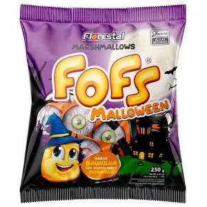 Marshmallows Fofs Malloween Baunilha Com Recheio Morango 250g