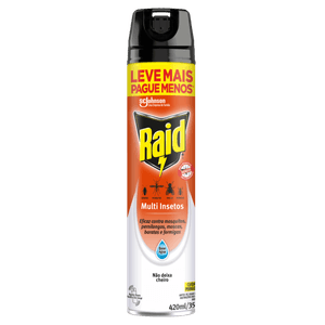 Inseticida Aerossol Raid Multi Insetos À Base De Água Sem Perfume Lv+Pg- 420ml