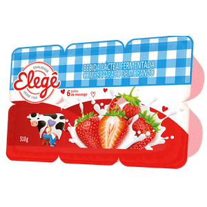 Bebida Láctea Fermentada Elegê Sabor Morango Bandeja 510g