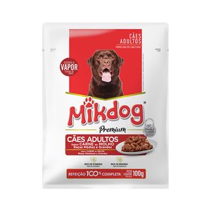 Alimento Mikdog Premium Para Cães Adultos Raça Media/ Grande Sabor Carne 100g