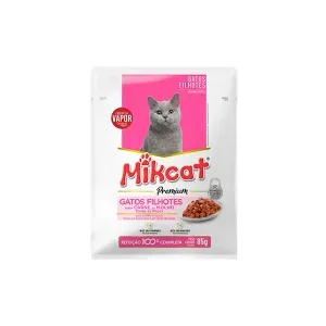 Alimento Mikcat Premium Para Gatos Filhotes Sabor Carne Ao Molho 85g