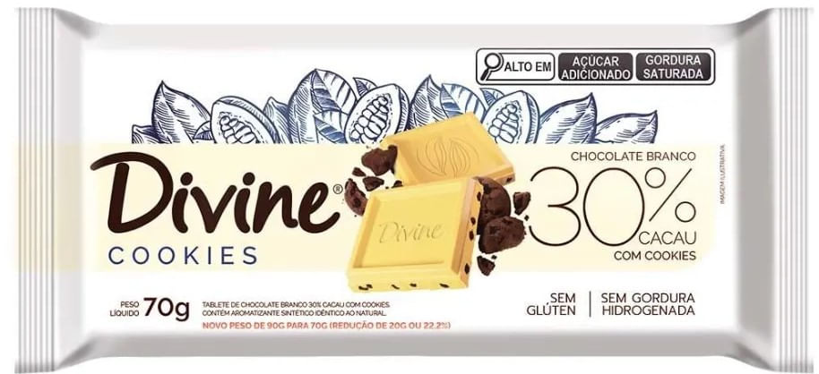 Chocolate Divine + Cremoso Branco Com Cookies 70g