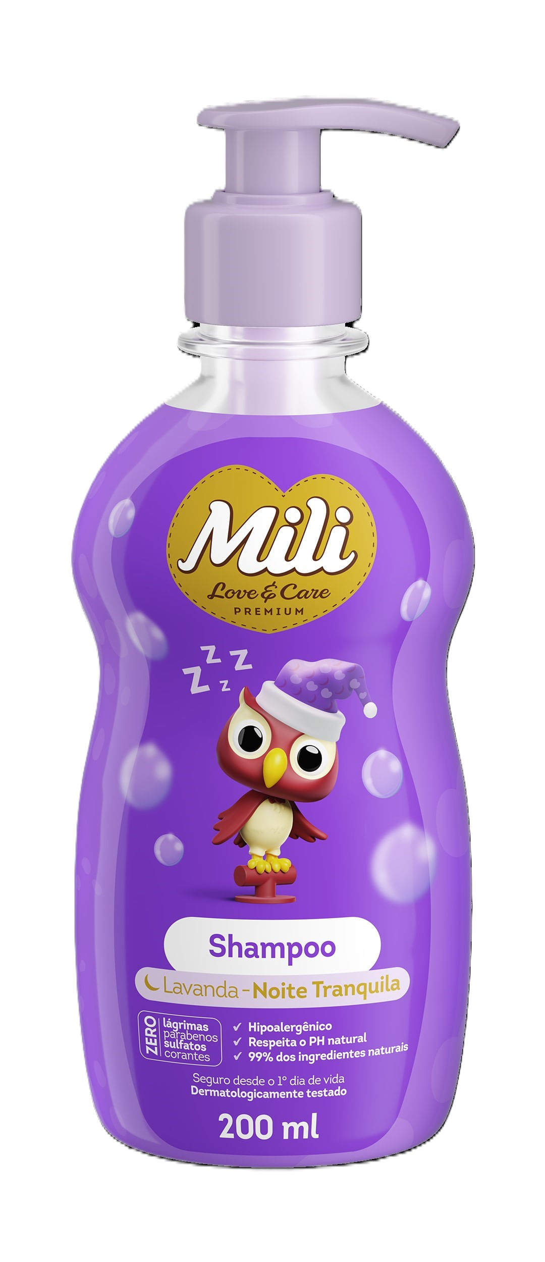 Shampoo Infantil Mili Love Care Lavanda Suave 200ml
