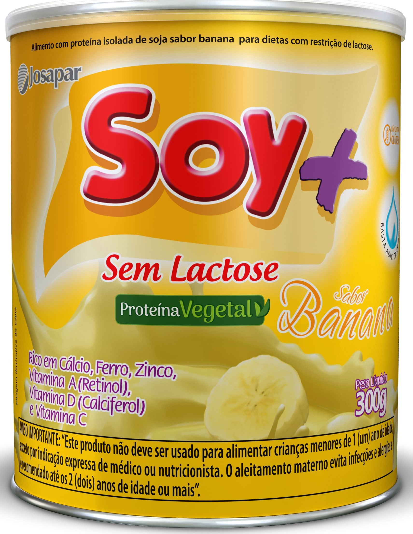 Alimento Em Pó Soy+ Sem Lactose Sabor Banana Lata 300g