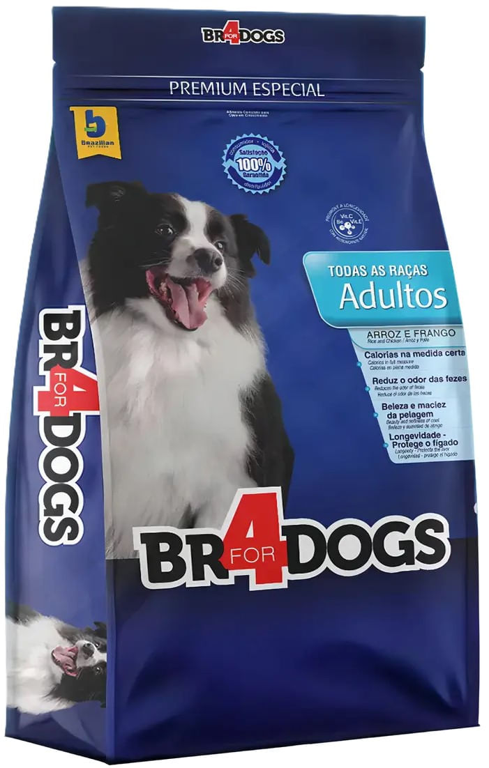 Alimento Para Cães Adultos Premium Especial Light Arroz E Frango Br4dogs Pacote 3kg